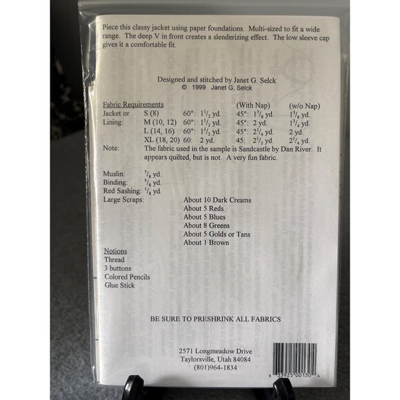 Scraps Of Time Warm Hearts & Hands Jacket Quilt Pattern PC130 1999 By Janet C Se - Picture 3 of 4